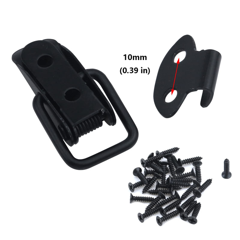 Antrader Small Spring Lock Clasp Buckle Latch for Wooden Case Toolboxes with Mounting Screws, Black, Pack of 6 35mm Length No Lock Hole, Black