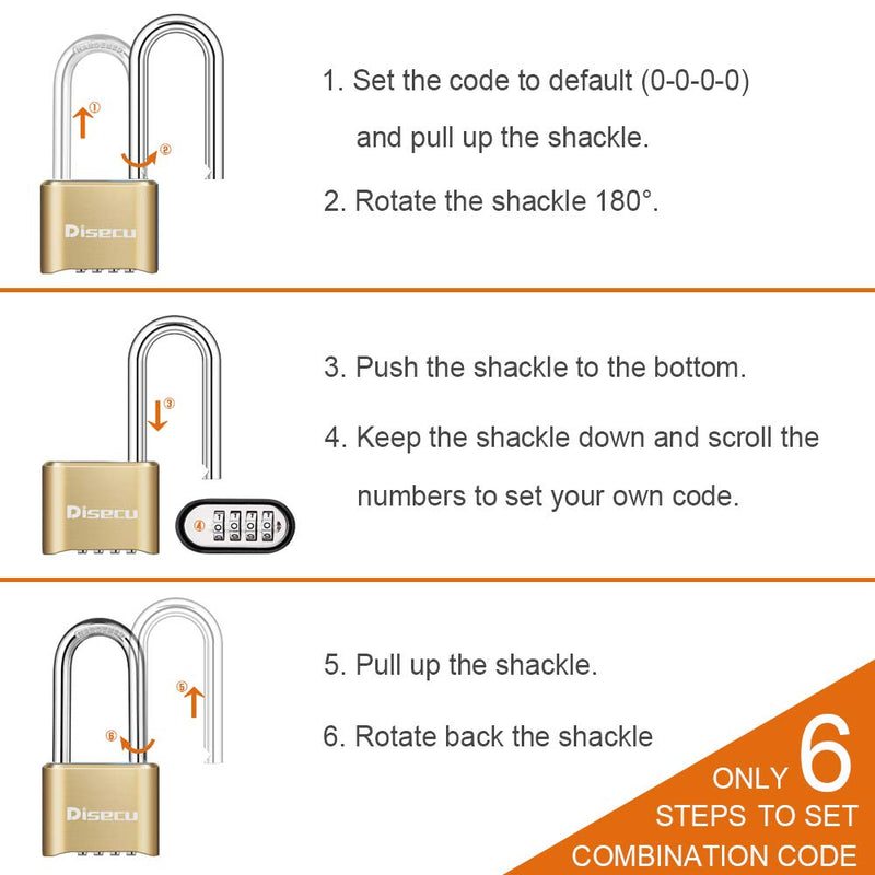 Heavy Duty 4 Digit Combination Lock 2.5 Inch Long Shackle Outdoor Waterproof Padlock for School Gym Locker, Fence, Gate, Case, Hasp Storage (Brass, 2 Pack) Brass