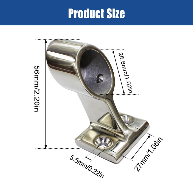 6pcs Boat Hand Rail Bracket, 316 Stainless Steel Boat Hand Rail Fitting, End-Right/Center/Front-Lift Bracket Stanchion for 1 inch OD Tube, Marine 60° Heavy Duty Boat Yacht Stanchion Fitting