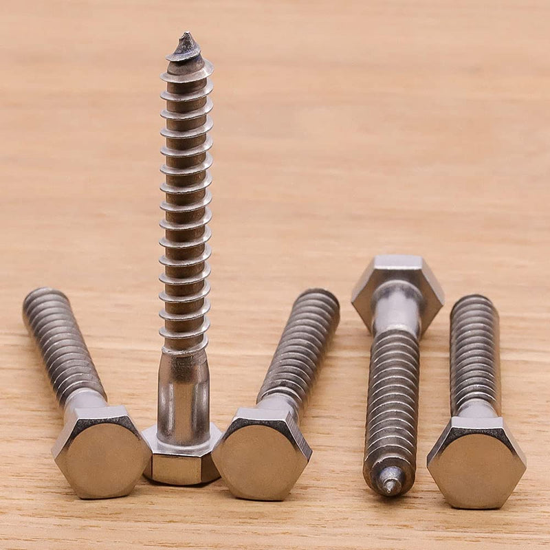 M6 x 65mm Hex Head Lag Bolts Screws, 304 Stainless Steel 18-8, Hexagon Head Deck Screws, Pack of 12 M6 x 65mm
