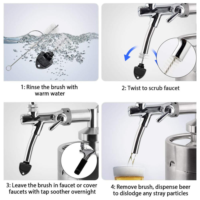 Beer Faucet Cap & Plug Covers 15 Pack Beer Tap Cap Plug Brush, Draft Beer Faucet Rubber Soother Sanitary Covers, Cleaning Brush Cleaning Tap Kit for Kegerator Draft Beer Faucet (6+6+3)