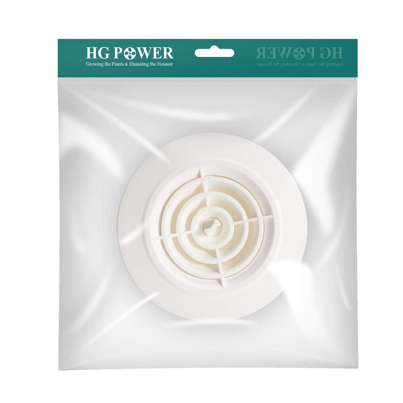 HG POWER 6 Inch Soffit Vent，Round Air Vent Cover with Louver, ABS Adjustable Ceiling Vent Covers for Living Room, Bathroom, Kitchen, Greenhouse, Ventilation System, White - Opening Size 5.75"