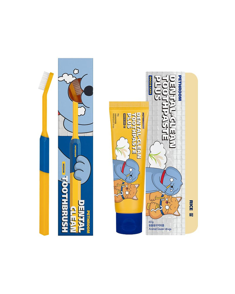 PETHROOM Dog & Cat Dental Kit for Daily Care – Enzymatic Toothpaste & Soft Bristle Toothbrush (Medium), Plaque & Tartar Control, EWG Verified, Fresh Breath, Pet Friendly Flavor, 2.1 oz