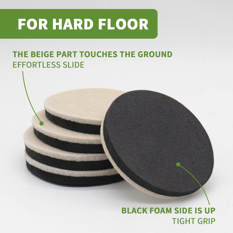 Furniture Sliders for Hardwood Floors, Furniture Sliders for Carpeted Floors, 16 PCS 3 1/2 inch Combo Pack, Sliders for Moving Furniture, Furniture Movers Sliders 16 PCS 3 1/2'' Beige