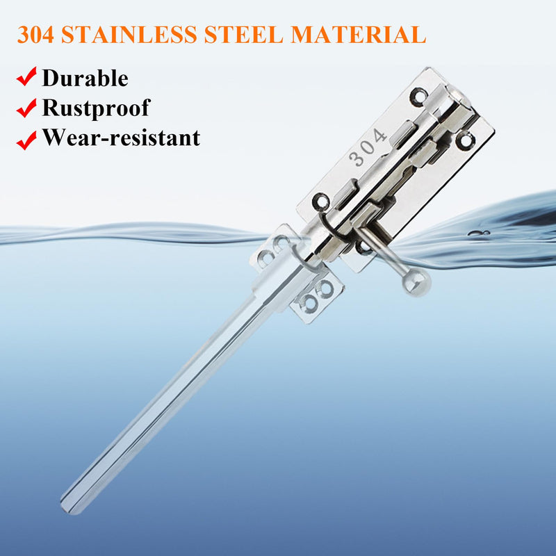 Slide Bolt Gate Latch Thickened 304 Stainless Steel Latches Heavy Duty Safety Barrel Bolt Door Lock with Padlock Hole and Dust Canister for Wooden Fence, Yard Door, Barn Door, Shed Door Silver 12in
