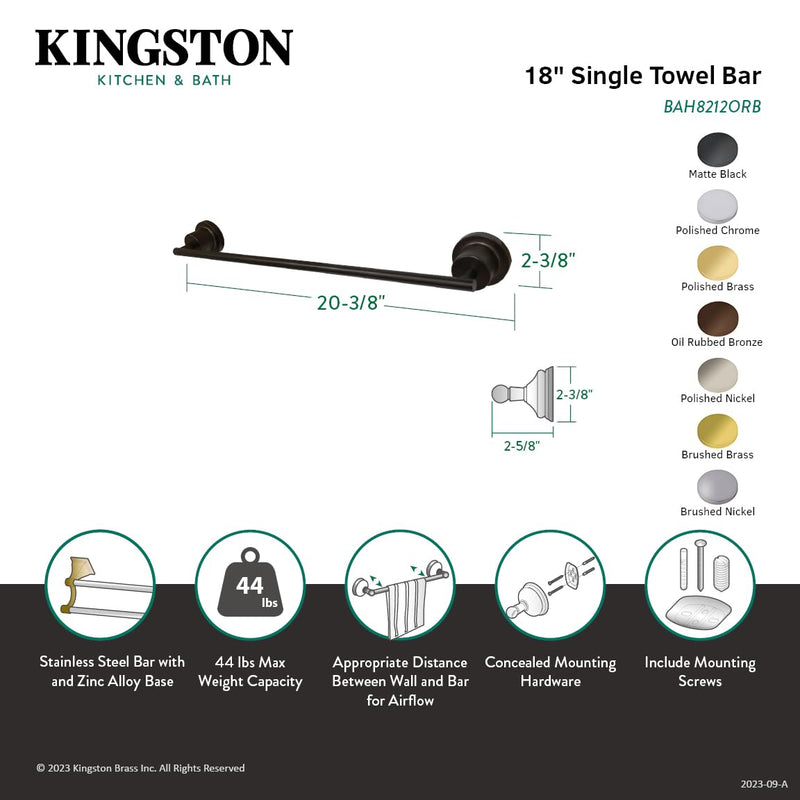 Kingston Brass BAH8212PN Concord -Towel Bar, Polished Nickel