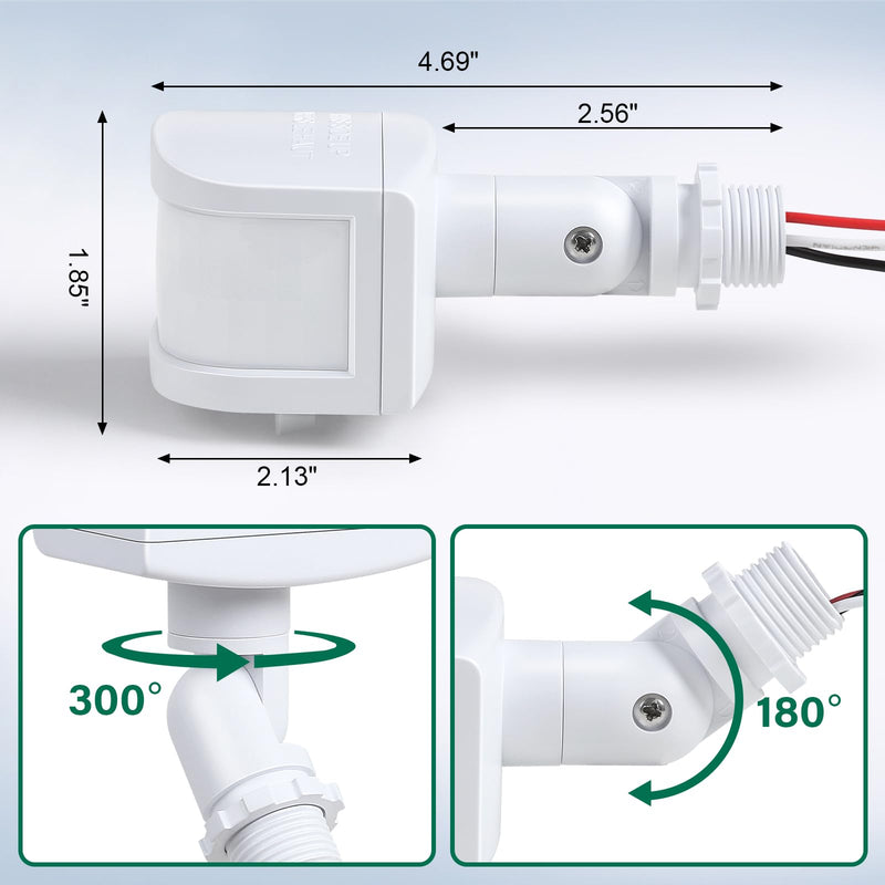 240-Degree Replacement Motion Sensor, Adjustable LUX(5-300) & Time & Detection Sensitivity Up to 60 Feet Range, 3 Working Modes Outdoor Motion Detector for Security Floodlight, White