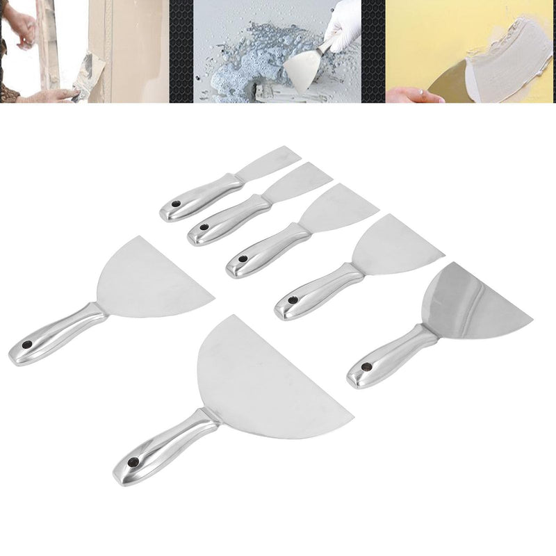 7-Piece Stainless Steel Putty Knife Set, 1.5-8 inch Blades, Paint Scraper Kit with Storage Bag