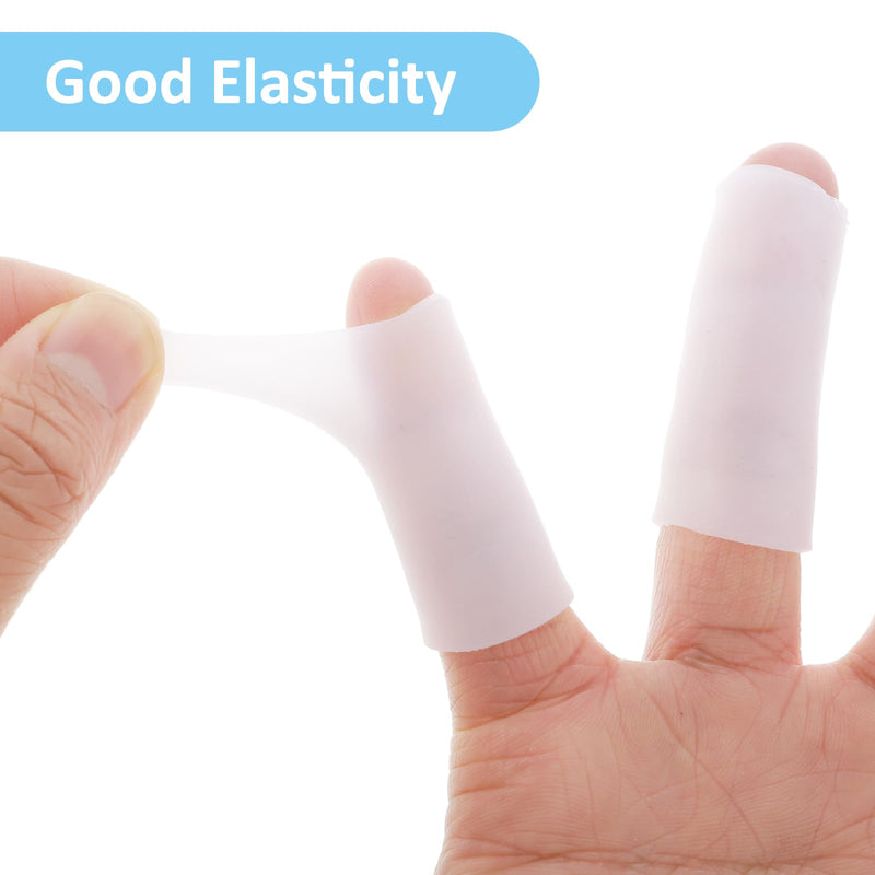 Gel Finger Cots, 10 PCS Gel Finger Protectors Finger Caps Silicone Fingertips Protection Finger Protector Support, Finger Sleeves Thumb Protection for Hand Eczema, Finger Cracking, Finger Arthritis