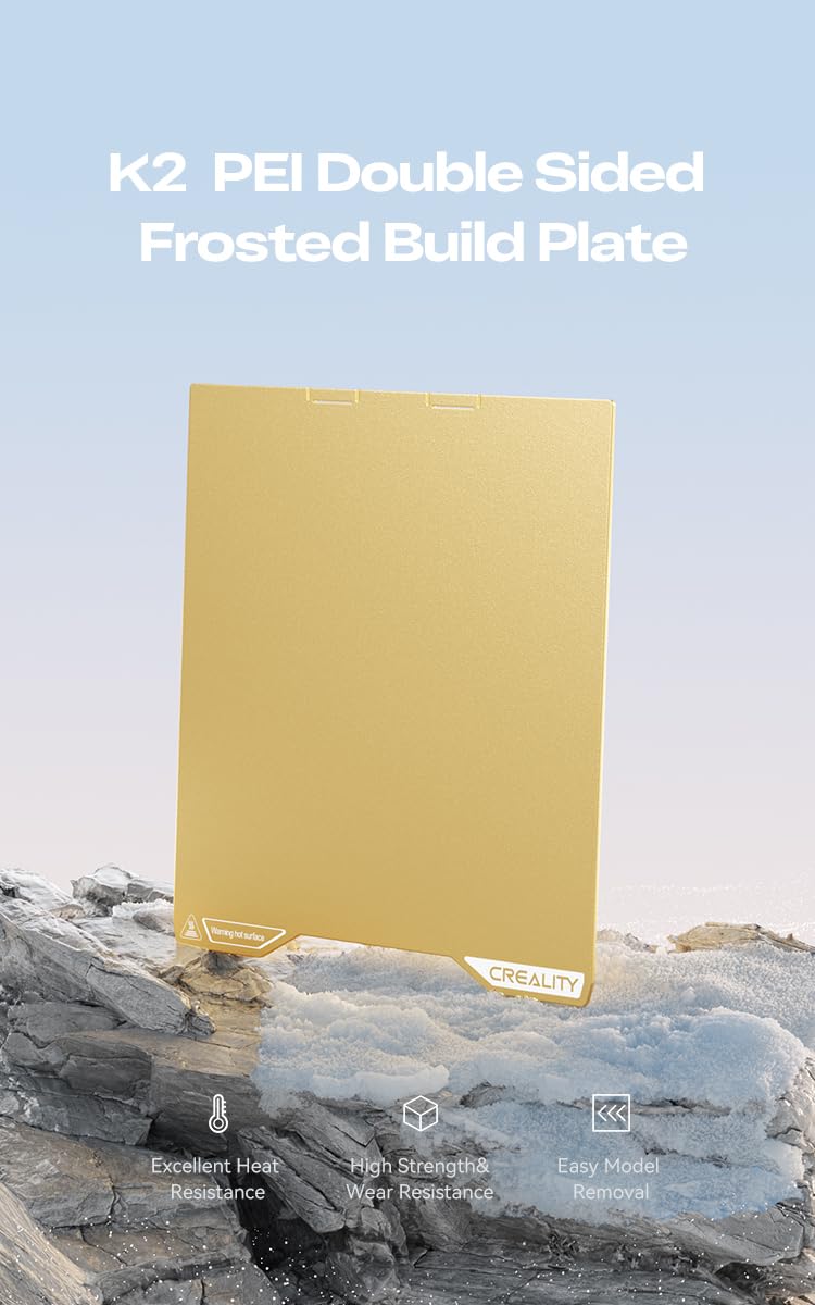 Creality K2 PEI Double Sided Frosted Build Plate 270x293mm， Heat Resistant High Strength & Wear Resistance 3D Printing Platform for Creality K2 3D Printer