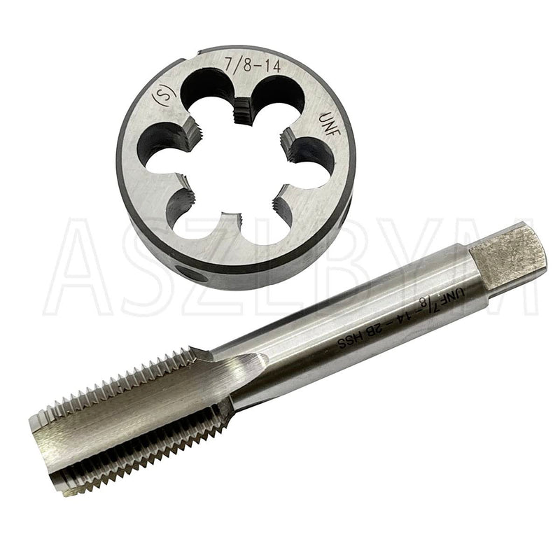7/8-14 HSS Tap And Die Set， UNF Machine Thread Tap And UNF Round Thread Die Right Hand