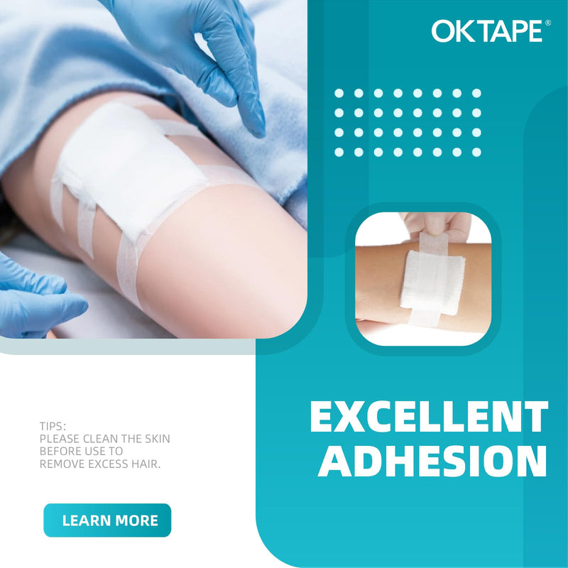 OK TAPE OKPore Medical Surgical Tape Nonwoven (Pack of 4) - First Aid Surgical Tape Soft and Breathable for Wound Dressing Care - 3in x 10yds 3“ x 10yds