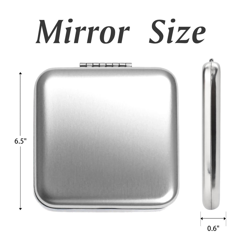 Compact Mirror, Pocket Travel Makeup Mirror for Purse, Metal Square Shell, 2-Sided 1X/2X Magnifying, Portable, Folding, Handheld, Sliver,12 Pack 12