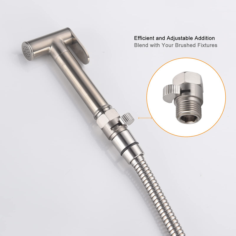 Brushed Nickel Water Flow Control Valve, G 1/2" Shower Head Flow Control Brass Shut Off Valve for Handheld, Water Pressure Regulator Replacement for Shower System Brushed Nickel