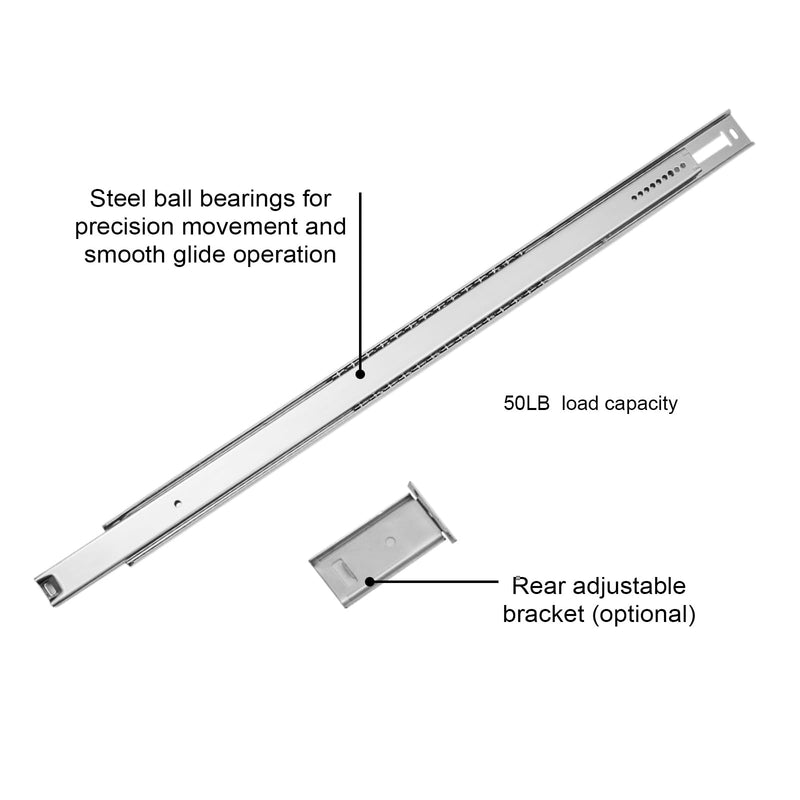 LONTAN 1 Pcs Bottom Mount Centered Drawer Slides for Cabinet & Dresser Drawers 14 Inch Heavy Duty Center Mount Drawer Slides 9.74" Extension Glide Track