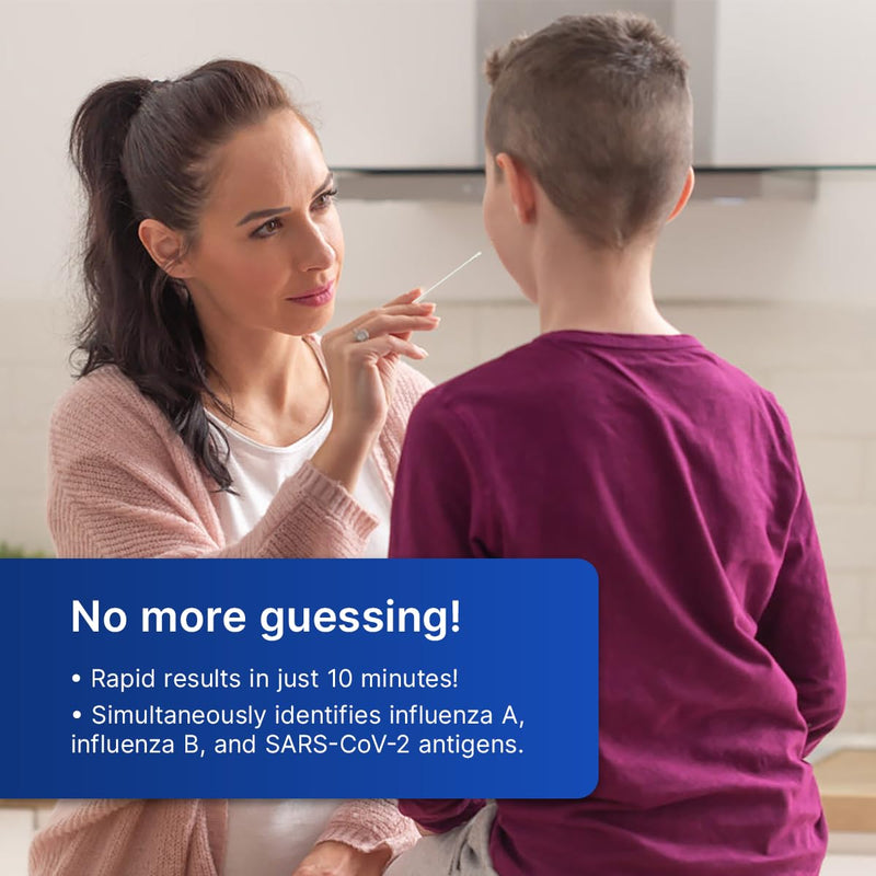 CorDx Tyfast at-Home Flu A/B and COVID-19 Rapid Test Kit, Easy, Accurate, Fast Results in 10 Minutes, 4 Tests.
