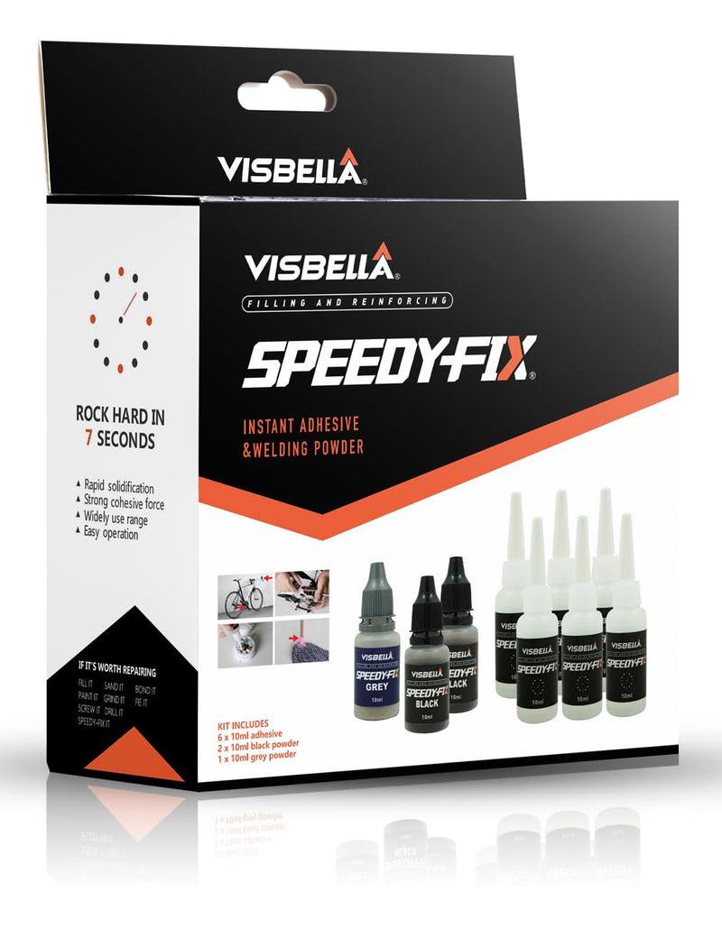 7 Seconds Speedy Fix Strong Instant Adhesive & Filling Powders Reinforcing Waterproof Super Repair Glue Fix for Metal Surfaces & Hard Plastic Products (Black&Grey 9PC) Black&Grey 9PC