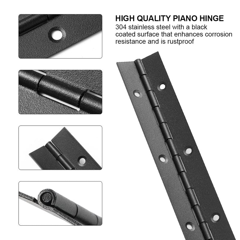 Piano Hinge 36 Inch x 1.2 Inch Heavy Duty Stainless Steel Black Continuous & Piano Hinges for Cabinets Boat Marine Door, 0.04" Leaf Thickness 1.2'' Open Width