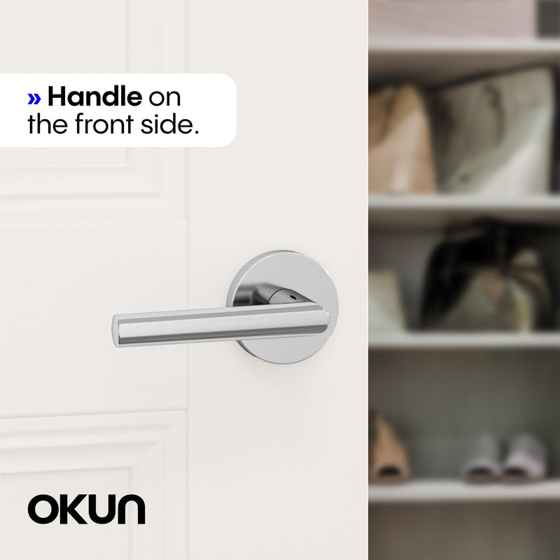 Okun Stark Dummy Door Handle, Chrome Non-Turning Door Lever 1-Pack – Decorative Reversible Interior Handle for Closet, Pantry, Hallway & French Doors, Sleek Modern Design