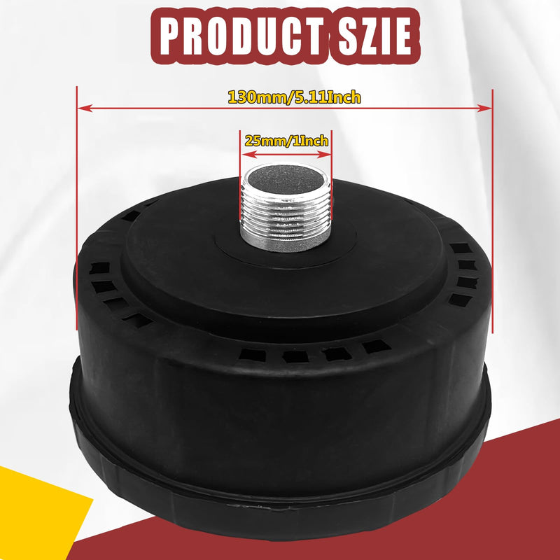 1pcs 25mm/1Inch Air Compressor Noise Reducer Silencer Filter,Plastic Shell Round Muffler Filter, Black Thread Dia:25mm/1Inch