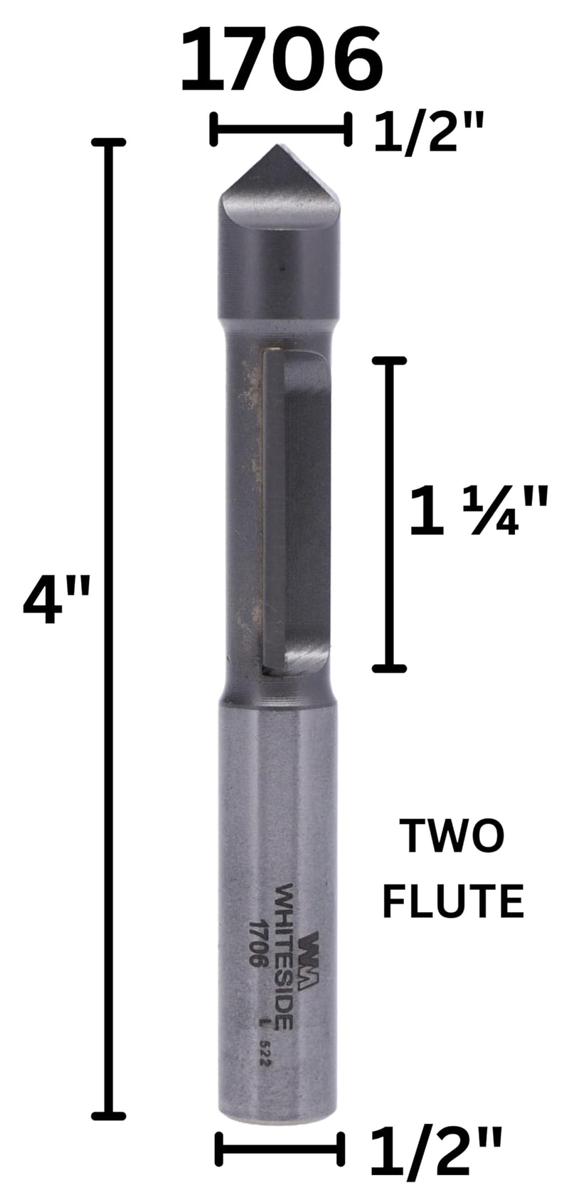 Whiteside Router Bits 1706 Plunge Panel Bit with 1/2-Inch Cutting Diameter and 1-1/4-Inch Cutting Length