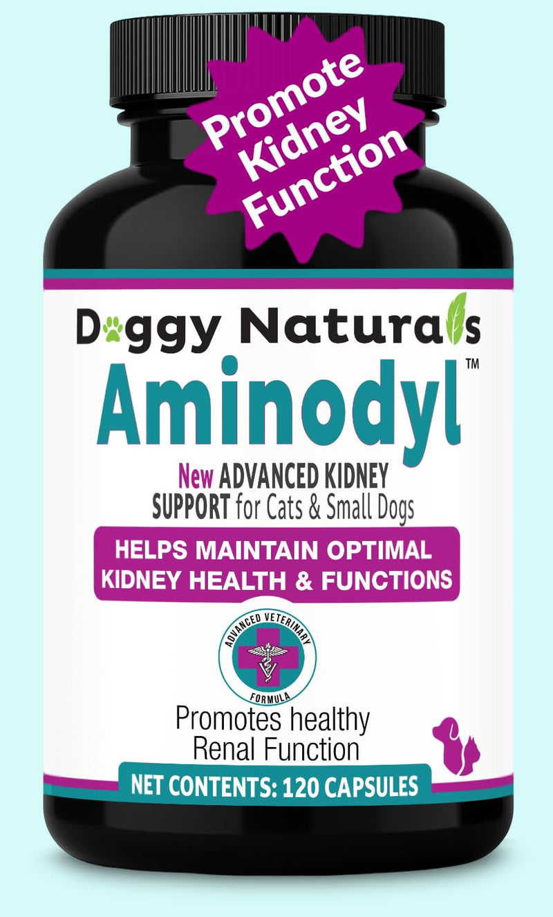 Aminodyl™ Kidney Support Supplement 400mg for Cats & Small Dogs - Supports Natural Kidney Function with Amino Vastly Promotes Health, Wellbeing & Vitality of Kidneys - 120 Sprinkle Capsules. U.S.A Cats & Small Dogs <20lbs (120 Caps) 400 mg