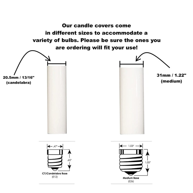 Creative Hobbies 4 Inch Tall Cream Plastic Candle Covers Sleeves Chandelier Socket Covers - Slip Over E12 Candelabra Base Sockets | Set of 6