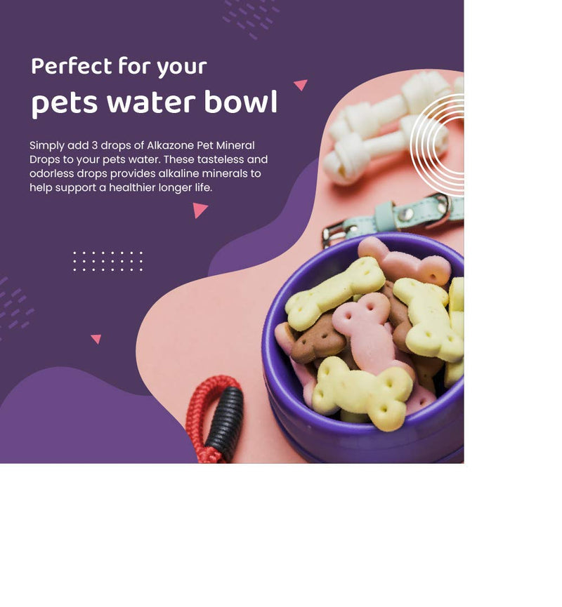 Alkazone Alkaline Multi Mineral Drops for Cats and Dogs - Animals are Naturally Designed to be More Alkaline Than Acidic. Their Bodies can Benefit from Using Alkaline Water for Pets with Minerals - PawsPlanet Australia