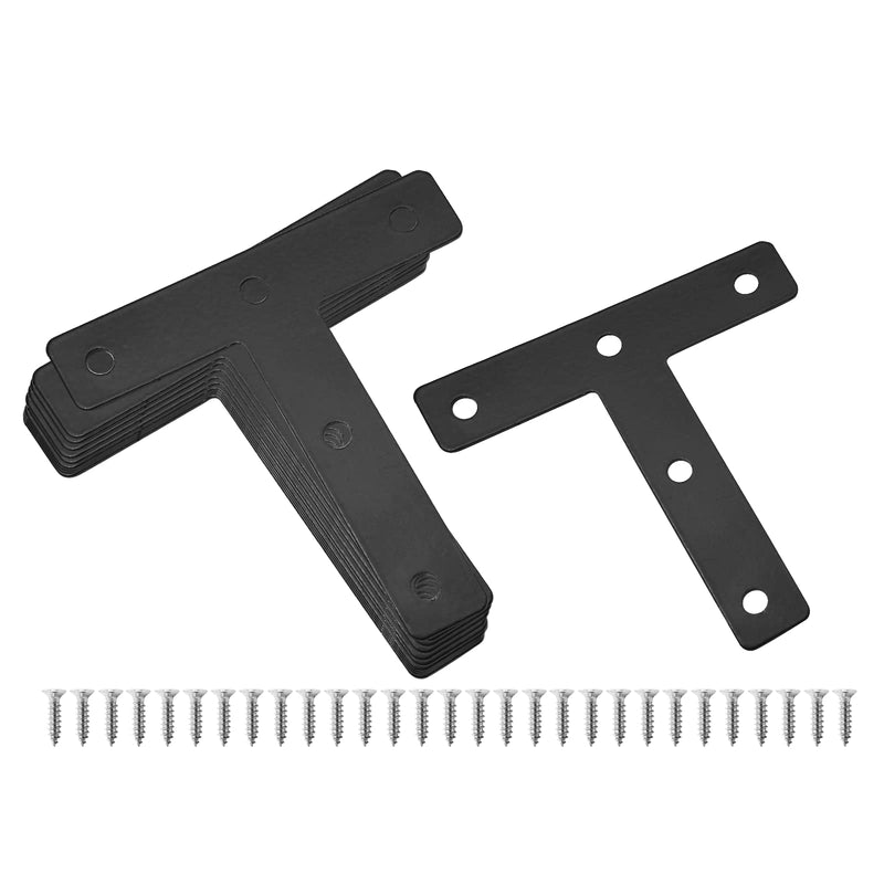 Uenhoy 10 Pcs T Shape Flat Mending Plates 80mm x 80mm (3.15" x 3.15") T Corner Braces T Bracket Connector Fixing Repair Plates for Furniture, Black 80x80mm/3.15"x3.15" - NewNest Australia