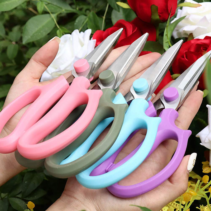 Leize Flower Scissors, Premium Thickened Stainless Steel Floral Shears, Strong Pruner for Flowers, Branches and Leaves (Grey Green Slender) Grey Green Slender