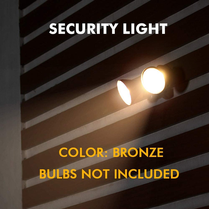 LUTEC 6211BZ-PIR23A 300 Watt Halogen Motion Activated Integrated Dual-Head Floodlight Outdoor, Waterproof Exterior Security Wall Light for Patio, Garden, Yard, Bronze Bulbs not included-1 Pack (AL+PC)