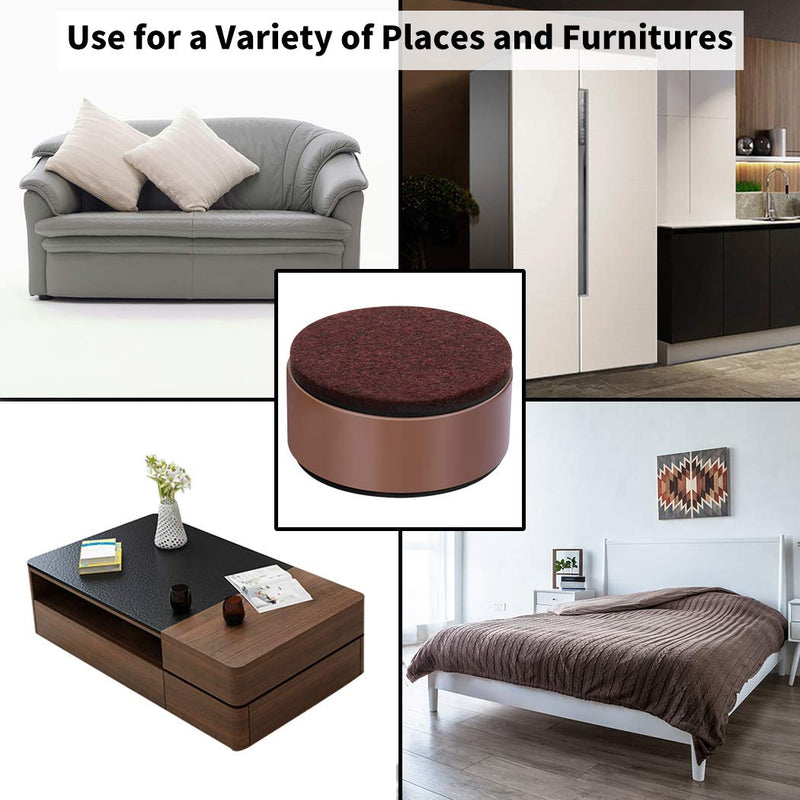 Ezprotekt 1.2 Inch Bed and Furniture Risers, Heavy Duty Round Sofa Tables Couch Chair Risers, Width 2.4"-Adds 1.2" Height, Supports 20,000 lbs, Protect Carpet & Floors from Scratches(4 Pack, Brown) 1.2"