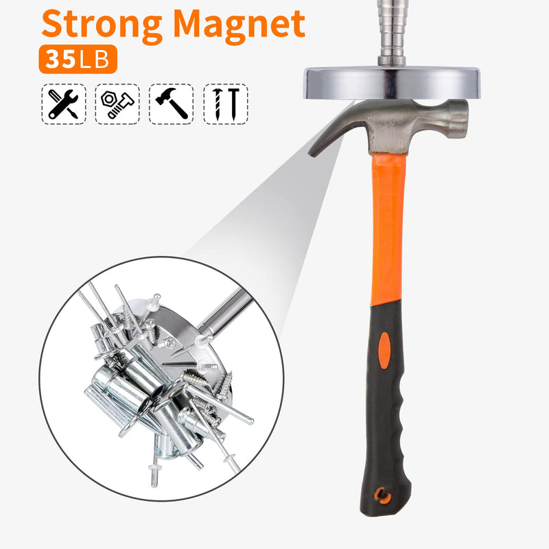 35 LB Magnetic Sweeper Telescoping Pick-up Tool, Upgraded Pole Magnet Stick, Pickup Nails, Screws, and Metal, Screws Parts Finder, Black Handle