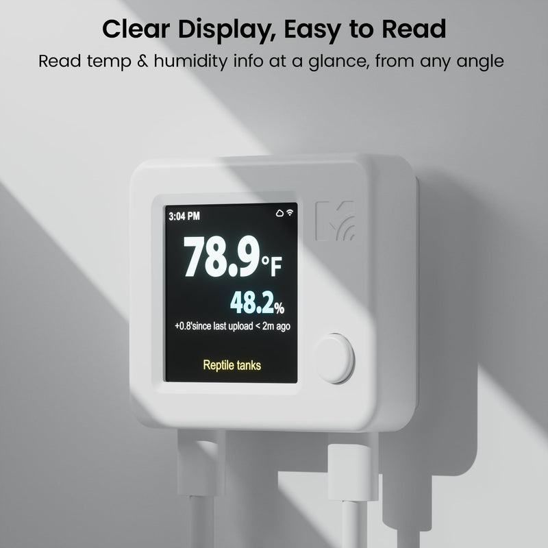 MOCREO WiFi Reptile Hygrometer Indoor Thermometer, Smart Humidity and Temperature Sensor, Remote Monitor with App Push Notification, Email Alerts, 2-Year Data Export, for Greenhouse Incubator