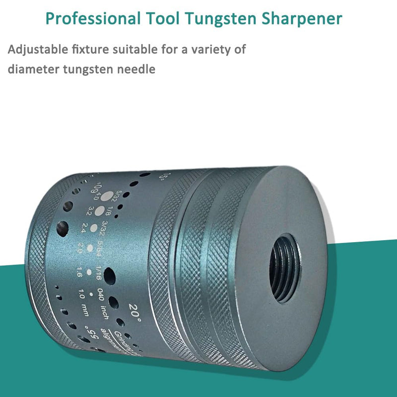 Professional Tungsten Electrode Sharpener Grinder Head TIG Welding Tool | Compatible with 6 Sizes (5/32" to 040") & 8 Angles, Includes 10 Diamond Wheels & 3 CNC Mandrels