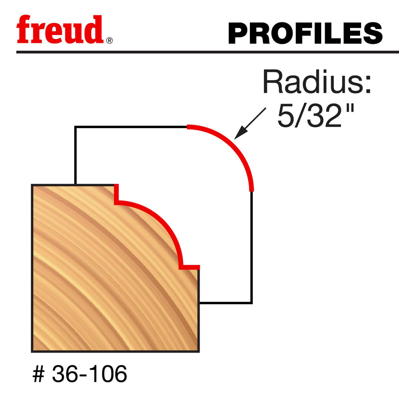Freud 36-106: 5/32" Radius Beading Bit with 1/4" Shank