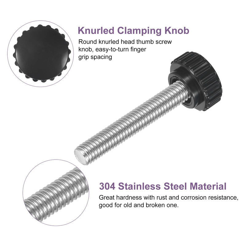 uxcell 8Pcs M8 x 50mm Knurled Clamping Knob, 304 Stainless Steel Thumb Screw Clamping Knob Round Hand Threaded Hand Bolt Stud Knob 22mm Dia for Machinery M8 x 50mm x 22mm