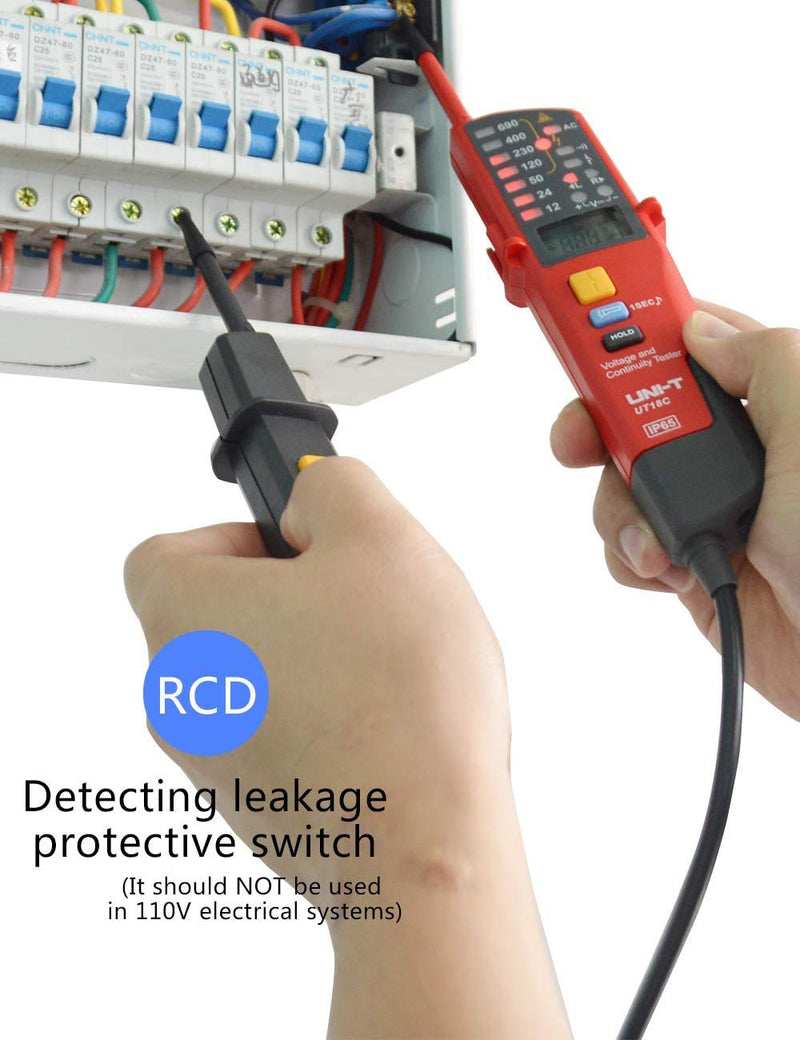 Voltage Tester Professional UT18C Voltage and Continuity Tester Multifunction Waterproof Digital Electrical Circuit Tester Voltage Meter Voltmeter 12V~690V AC/DC Automatic Range LCD Display