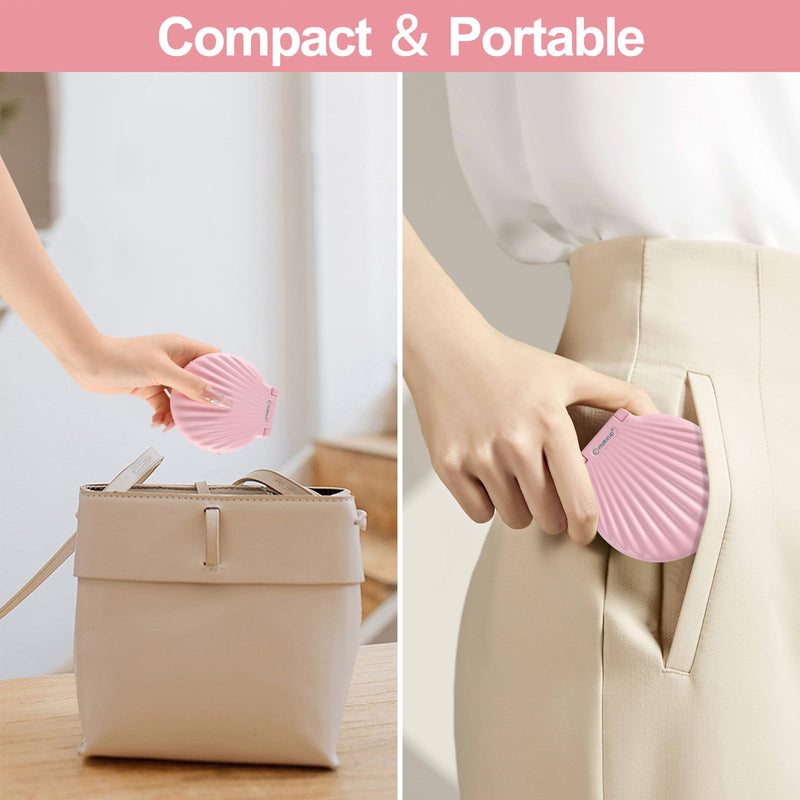 Compact Makeup Mirror with Lights - 3.5" Portable, 2-Sided, Lightweight & Shatterproof, Folding Magnifying Mirror 2X/10X, Small Gift for Women Pink