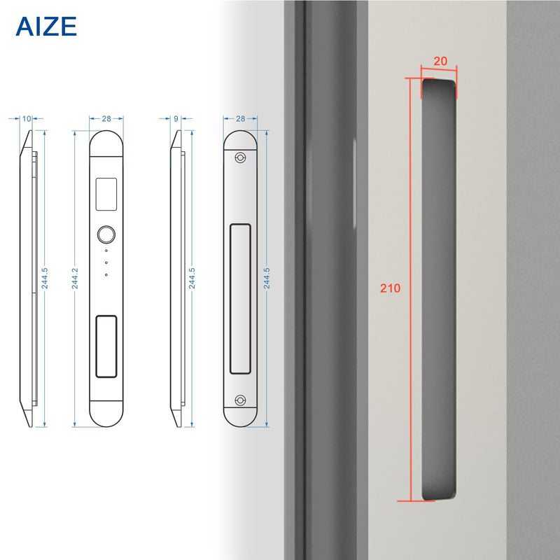 Dummy Lock, Narrow Sliding Door Lock, paring Used with Smart Lock for Double Slider (Black) Black Dummy