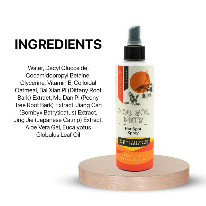 Hot Spot Spray Holistic Natural Derived Herbal for Dogs, Cats and Horses: Fast Acting to Soothe Hot Spots, Relieve Irritated Skin, Rash: Veterinarian Recommended: - Made in USA - 8 oz