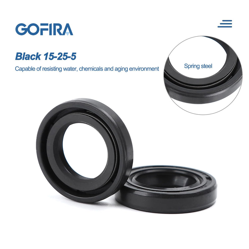 2Pcs Oil Seal 15mm x 25mm x 5mm in High-Concentration Nitrile Rubber Material Double Lip with Spring for CFmoto Cforce Zfore Ufore 500 600 800 950 1000 OEM Parts Number:0180-065002 15 x 25 x 5 2Pcs
