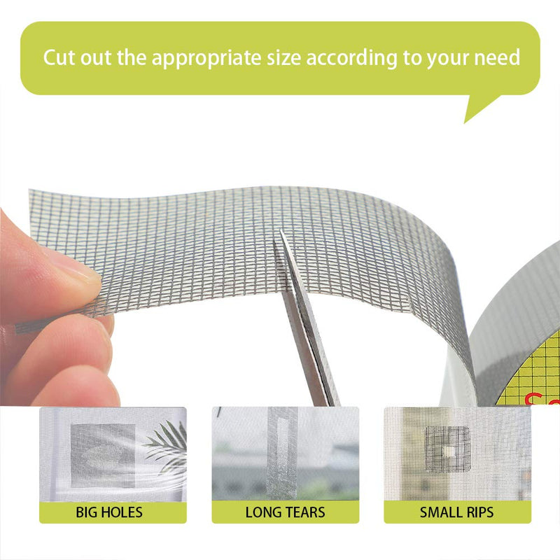 FLYZZZ Window Screen Repair Kit Tape, 79.4 in Waterproof Screen Repair Tape, 3-Layer Strong Adhesive Window Screen Doors Repair Patch Tape Suitable for Covering Holes&Tears Instantly 2x79.4 Inches Light gray