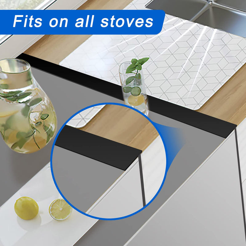 Silicone Stove Counter Gap Cover (2 Pack),Easy Clean Heat Resistant Wide & Long Kitchen Stove Gap Filler,Seals Spills Between Counters, Oven, Stovetops, Washing Machines, Washer, Dryer(25in, Black) 25 inches