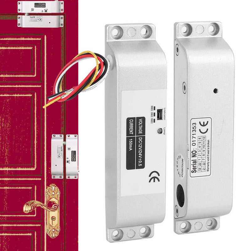 DC12V Electric Drop Bolt Lock, Electric Mortise Lock DC12V/24V Electric Bolt Lock Low Temperature 0/3/6s Delay Electronic Mortise Lock for Access Control System 4 Wires