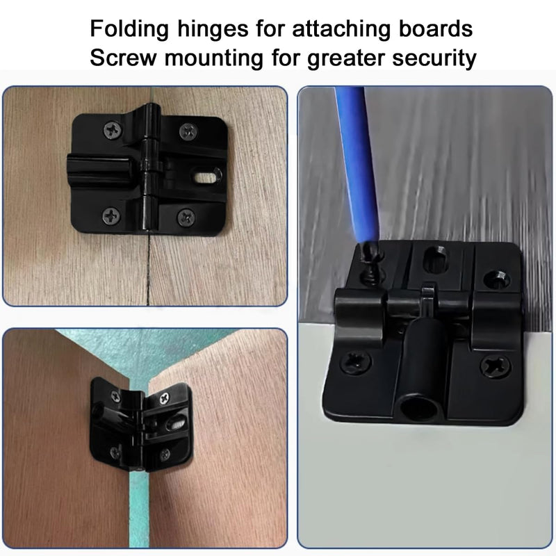 180 Degree Bifold Door Hardware Locking Hinge 90 Degree 4 Pcs | Folding table hinge 180° locking,heavy-duty zinc alloy,black for folding tables and bifold door,Smooth 90° lock,sturdy Black--4