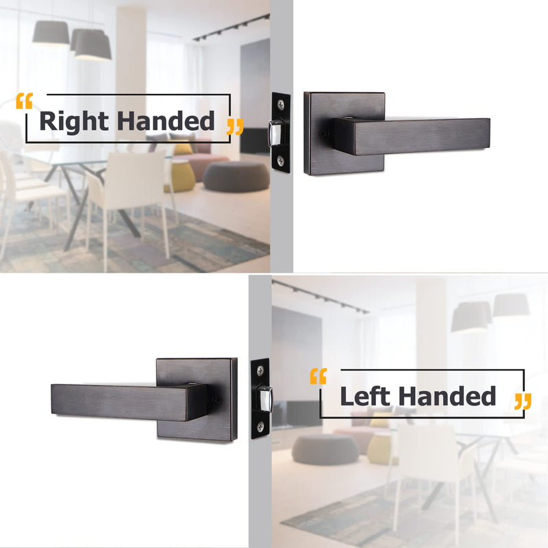 Azdele Bronze Front Door Handle Set, Oil Bronze Entry Door Handle Set with Door Lever Reversible for Right and Left Handed Doors, Venetian Bronze Door Handle with Lower Half Lever