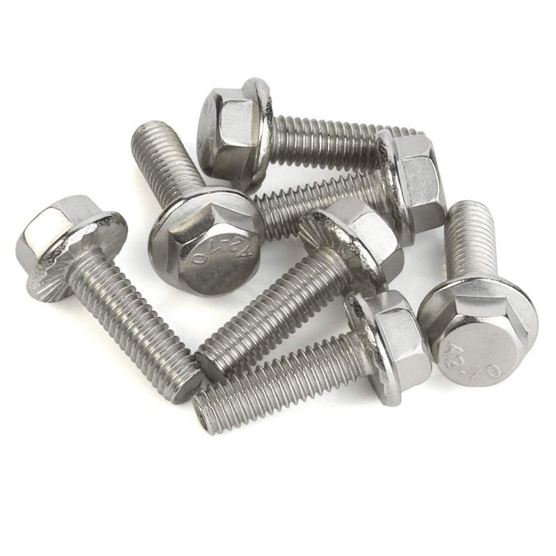 M8 x 20mm Flanged Hex Head Bolts Flange Hexagon Screws, Stainless Steel 304, DIN 6921, 20 PCS M8-1.25 x 20mm