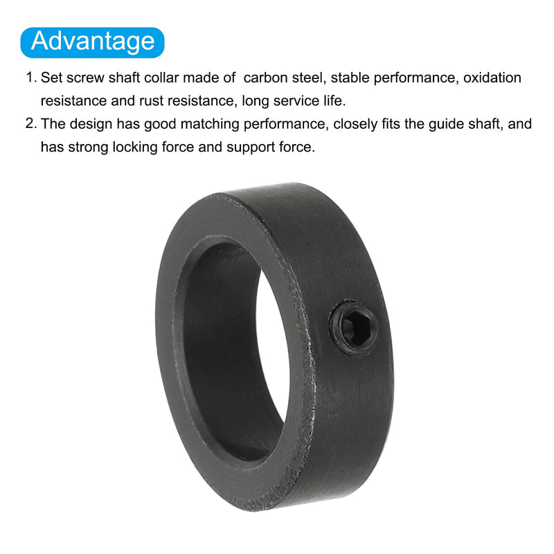 MECCANIXITY Shaft Collar 0.9 Inch Bore Carbon Steel Set Screw Style Clamping Collars Black 6 Pcs