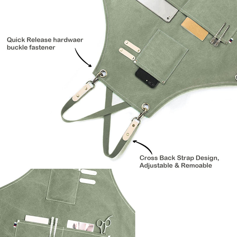 carrotez Adjustable Over sized Plus Size Canvas Apron with Pockets Men and Women Aprons Mint